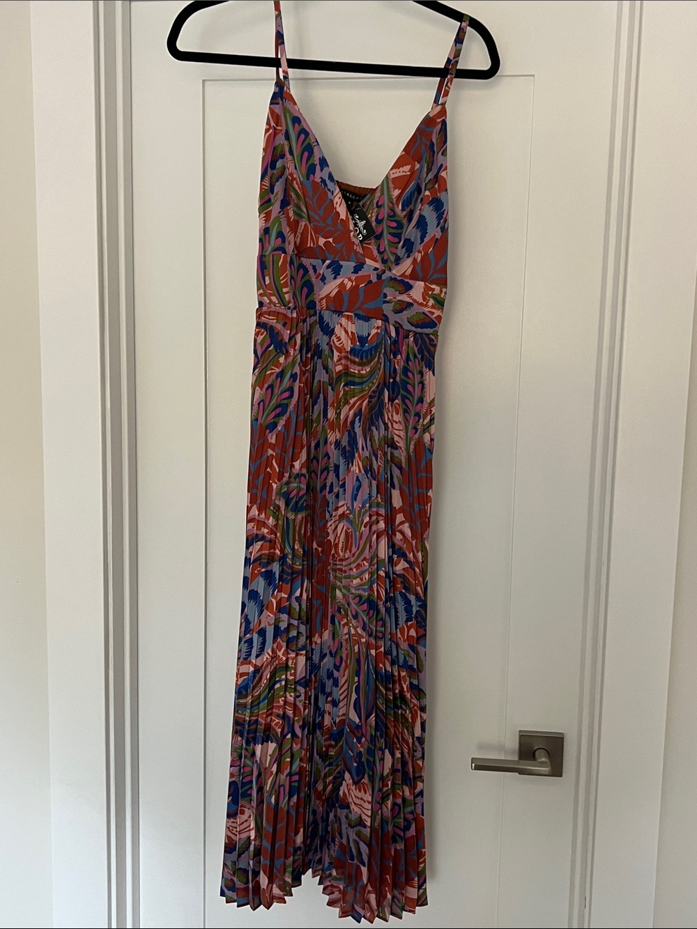 Vibrant Multicolor Pleated Maxi Dress